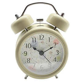 INNOLIFE 3" Quiet Non-Ticking Silent Quartz Analog Retro Vintage Bedside Twin Bell Alarm Clock with Loud Alarm and Nightlight (Flowers and Leaves)