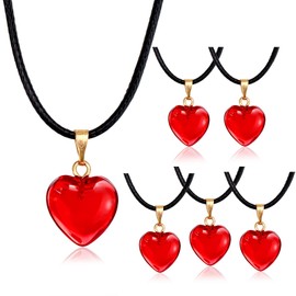 Omlisca Valentines Day Gifts 12 Pack Red Heart Shaped Pendant Necklace for Classroom Rewards Exchange Goodies Bag Filler For Women Party Favors Supplies Wedding Carnival Decorations
