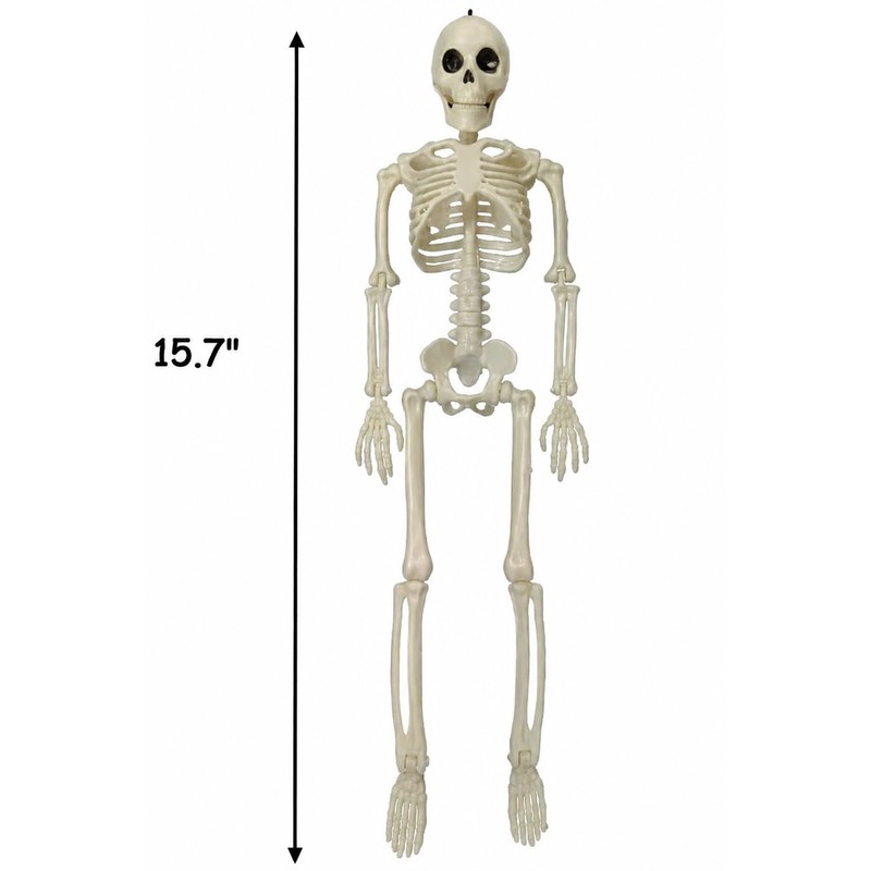 Halloween Skeletons Decorations, 10 Pack 16" Plastic Posable Skeleton, Small