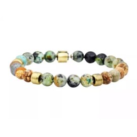 Blackjack Jewelry Mens Genuine African Turquoise Gold Plated Bracelet MSRP $110