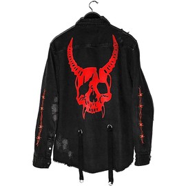 Seidarise Men's cyberpunk jacket black denim Jean Hip Hop Oversized Cropped Street wear Coat