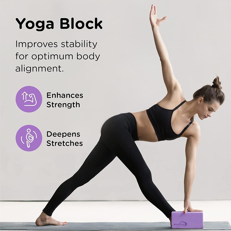 WHITECLOUDZ Yoga Blocks Set of 2 with strap - EVA