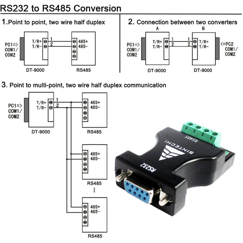 Sintech 232 to 485,RS232 Serial to RS485 Communication Data Converter