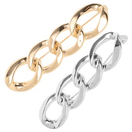 FOMIYES 2Pcs Chain Shaped Waist Buckle Clips for Women and Girls - Zinc Alloy Scarf Ring Holder for Dress, Shirt, Sweater, Coat, and Shawl - Gold and Silver