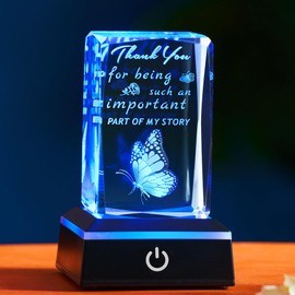 Ghtixsu 3D crystal butterfly thank-you gift, suitable for friends, teachers, colleagues, women, girlfriends, sisters, birthday thank-you gift desktop decoration plaque