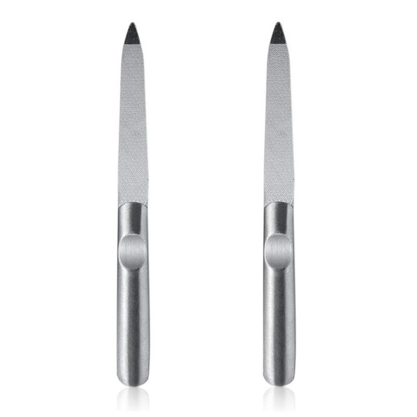 2 Packs Nail File, Stainless Steel Double Side Nail File