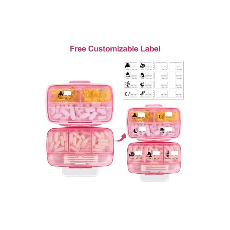 Travel Pill Organizer Large Portable Medication Fullicon Oversize 8 Compartment