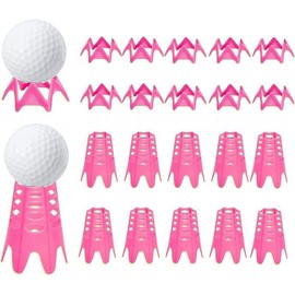 Plastic golf tees set-20 pack, 10 tall & 10 small indoor/outdoor golf simulator tees for training - Color: Pink