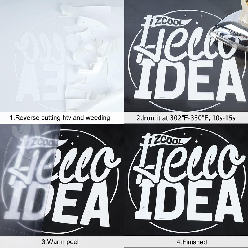 guangyintong White HTV Heat Transfer Vinyl Bundle, 10pcs 30.5 x