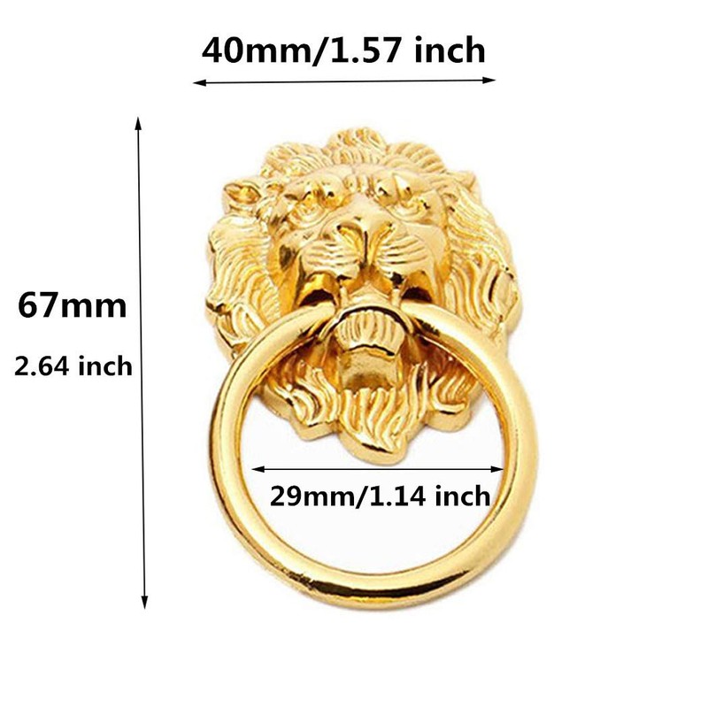 6 Pack Dresser Drawer Cabinet Lion Head Pull Handle Knobs