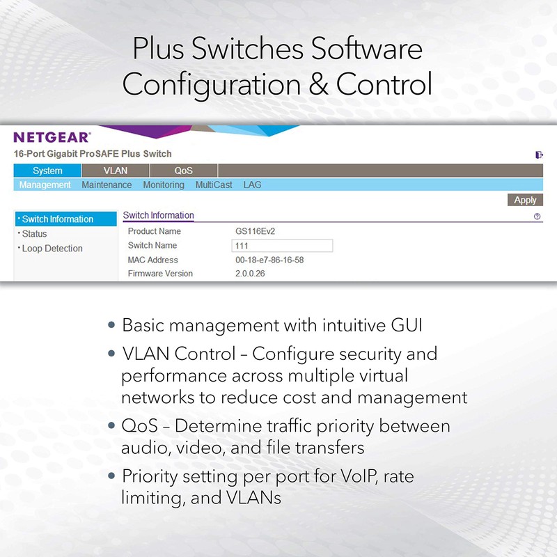 NETGEAR 8 Port Gigabit Ethernet Managed Network Switch (GS108E) -