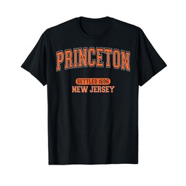 Princeton New Jersey Settled 1696 Vintage Arched Orange T-Shirt