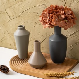 Ceramic Vase Set of 3, Modern Decorative Vases Flower Vase Rustic Vase Farmhouse Decor Vase for Home Decor Bouquet Pampas Grass Dried Fresh Flowers, Living Room, Kitchen, Bedroom, Bathroom and Shelf