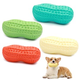 Dog Chew Toys - 4Pcs Squeaky Peanut Shape Toy for Dog Chewing, Dog Toys for Aggressive Chewers, Durable Toys for Small, Medium & Large Dogs