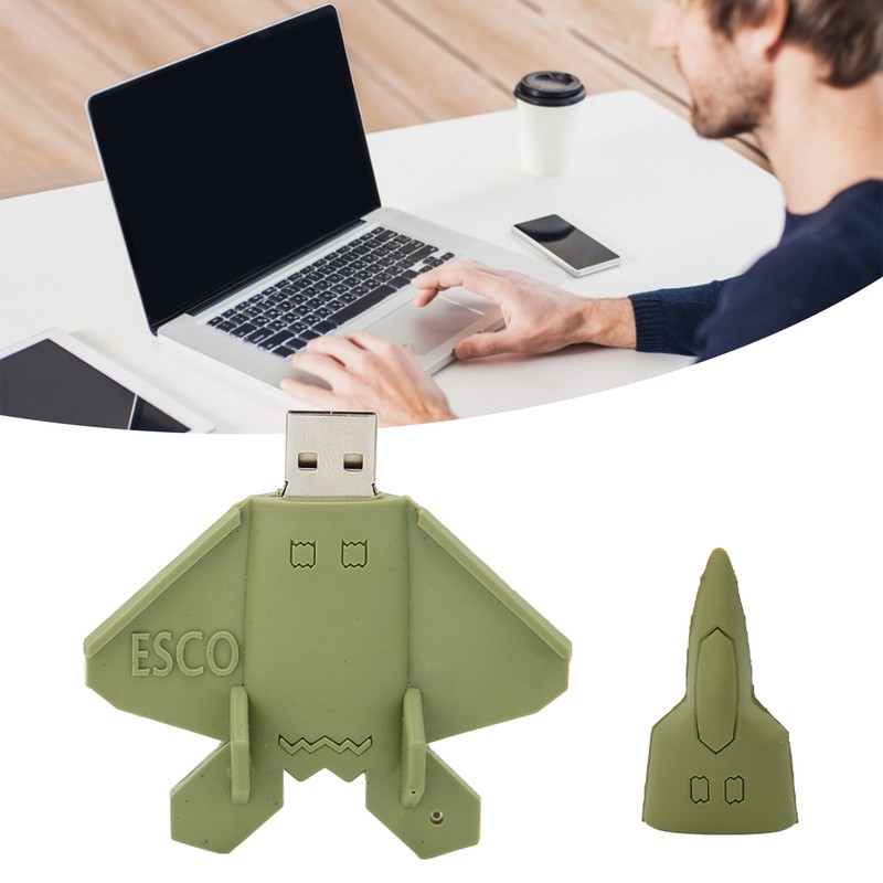 USB Flash Drive Green Cartoon Fighter Doll Portable Storage Memory