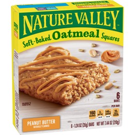 NAT VAL SOFT BAKED SQUARES 6 Piece Peanut Butter Soft-Baked Oatmeal Squares, 7.44 Ounce (1 Pack of 6 bars)