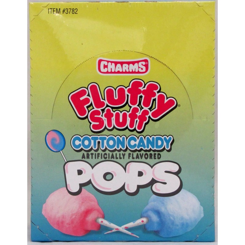 Charms Fluffy Stuff Cotton Candy Pop Candy 48 Box Flat