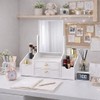Polpcygne Makeup Organizer with Square Mirror, Vanity Organizer with Drawers