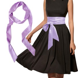 AWOCAN Women Wedding Bridesmaid Satin Sash Wedding Party Long Sash Bridal Waist Belt Double Sided, Purple