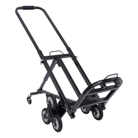 DYNAMI Stair Climbing Cart, Folding Hand Truck Dolly Stair Climber Cart,Steel Frame Heavy Duty Stair Dolly with Adjustable Handle&Binding Rope (Load 330Lbs 6+2 Wheels)
