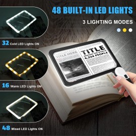 5X Page Magnifying Glass with 3 Lighting Modes for Reading & Low Vision Seniors