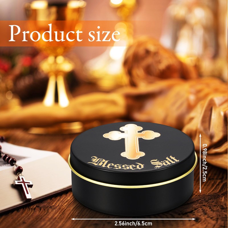Reallnaive Blessed Salt Cellar Holy Salt Container with Gold Cross