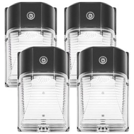 CINOTON 26W LED Wall Pack Light with Dusk to Dawn Sensor, 3000LM [100-277Vac] LED Wall Lights IP65 Waterproof Outdoor Security Flood Lighting for Garage Warehouse Garden 5000K-Daylight 4 Pack