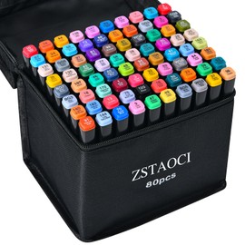 ZSTAOCI 80 Colors Alcohol Markers, Art Markers for Kids Adults Artists Coloring Painting Sketching, Dual Tip Brush and Chisel Tip Drawing Marker Set Perfect for Boys Girls Students Gift