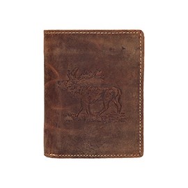 Greenburry Vintage Geldbörse Leder Portmonee mit Hirsch Motiv braun | Hochformat