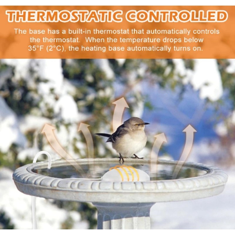 Kakalote Birdbaths De-icer 70W Heater with Thermostatical