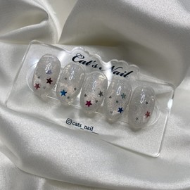 Star Glitter Magnetic Nail Handmade Nail Tip - Square / 별 글리터 자석네일 수제네일팁 - 스퀘어