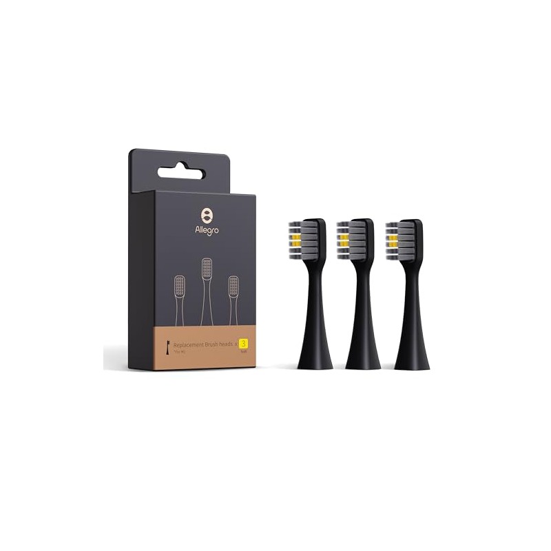 Allegro M1 Electric Toothbrush Replacement Heads (Gunmetal Grey-Soft),3 Pack