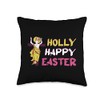 Holly Happy Easter Jesus Resurrection Sunday Egg Rabbit Throw Pillow