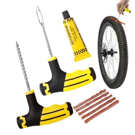 Tire Repair Kit with Plugs | Car Flat Tire Puncture Repair Tools Kit - Heavy Duty Portable Fix Tools with T-Handle Auto Accessories for Sedans SUV ATV Motorcycle