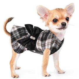 Red Dog Dress Dog Sweater - Christmas Dog Clothes for Small Dogs - Puppy Sweater Dress Princess Plaid Dress - Pet Outfit Holiday Festival Puppies Apparel Wedding Birthday Winter Clothing, XXS, Red