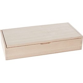 VBS Organiser Box / Pencil Box, Raw Wood, Approx. 21 x 10.5 x 4.5 cm