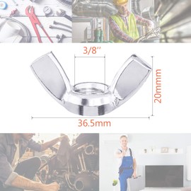 Wing Nuts 3/8"-16,304 Stainless Steel Wing Nuts,Fasteners Parts Butterfly Nut,Hurrican Screws Hand Twist Tighten Ear Wingnuts,20PCS