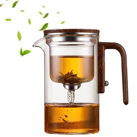 Enchanti Tea Pot, Witchcraft Tranquil Push Control Magic Teapot with Handle, Magnetic Glass pot with Strainer, for Home, Outdoor, Gifting and Office -600ml