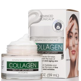 Advanced Clinicals Collagen Cream Facial Moisturizer Multi-Lift Plumping Collagen Firms & Smooths Fine Lines, Sagging Skin, & Wrinkles. Anti-Wrinkle Skin Care Face Lotion W/Hyaluronic Acid, 2 Fl Oz