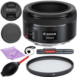 Lens Bundle for Canon EF 50mm f/1.8 STM Lens with UV Filter, Cleaning Pen, and Dust Blower + Front and Rear Caps