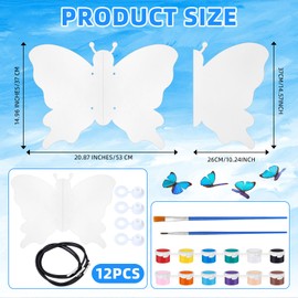Suzile 12 Pack Color Your Own Fairy Wings Bulk DIY Unpainted White Butterfly Wings Princess Fairy for Boys and Girls Arts and Crafts Activity