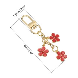 PATIKIL Flower Keychain Charm, Cute Enameled Keychain Floral Keyring Pendant with Snap Hook for Women Gifts Purse Handbag Bags Decor, Dark Red