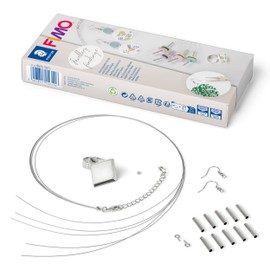 STAEDTLER 8625 SET2 FIMO Jewellery Accessories - Assorted Findings for Polymer Clay Jewellery (Including Square Ring, Layering Necklace & Hook Wires)