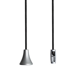 sleeklight Bathroom Light or Ceiling Switch Light Pull Cord String in Contemporary Metallic Silver Acorn and Connector with Jet Black Cord