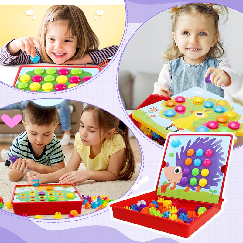 JurciCat Child Mosaic Plug-In Game with 46 Large Beads and