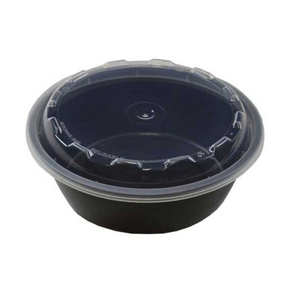 Cubeware Round Crown Plastic Reusable Microwavable Container with Clear Lid Set, 18 Ounce - 150 Set per case.