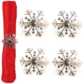 Christmas Concepts® Set of 4 Gold Napkin Rings – Luxury Christmas Serviette Holders – Table Settings (Snowflake)