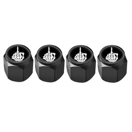 4 Pcs Tire Valve Stem Caps Cover, Metal Air Valve Cap, Aluminum Car Wheel Stem Caps, Universal Stem Covers for Cars, Trucks, Bikes, Motorcycles, Corrosion Resistant (Skull Finger)