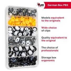 T&M TECHNICS® Box of 154 Universal Fasteners, Clips, Clips and Plastic Rivets for German Cars - Set for Door Trim Bumper Grille Bonnet DIY Repair - German Pocket Box 3