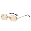 WDZAYXC Retro Rimless Sunglasses for Women Men Hexagonal Sunglasses, Gold/Champagne